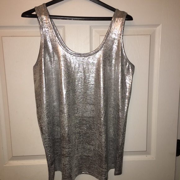 Tops - Silver Shiny Tank